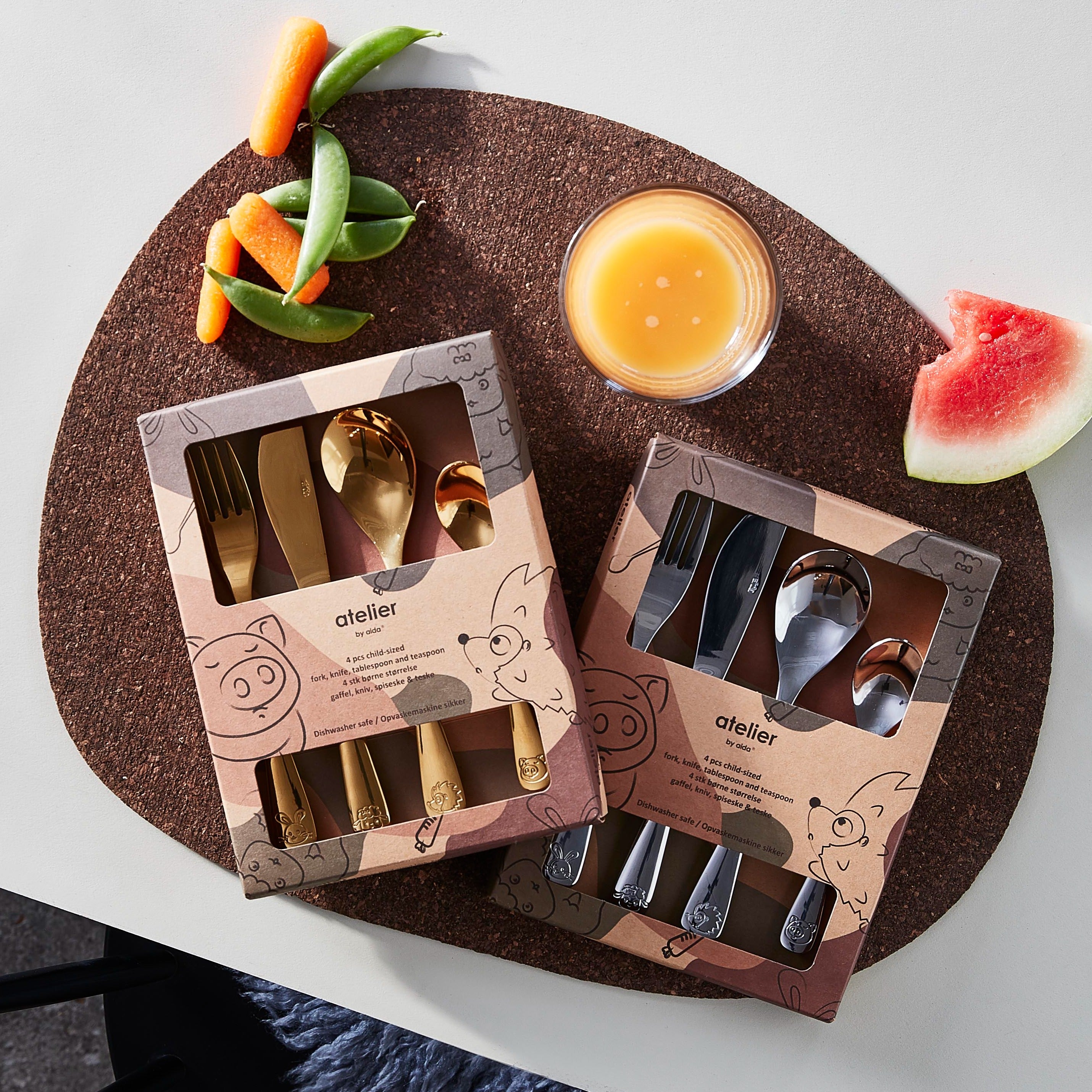 Atelier børnebestik - guldfarvet